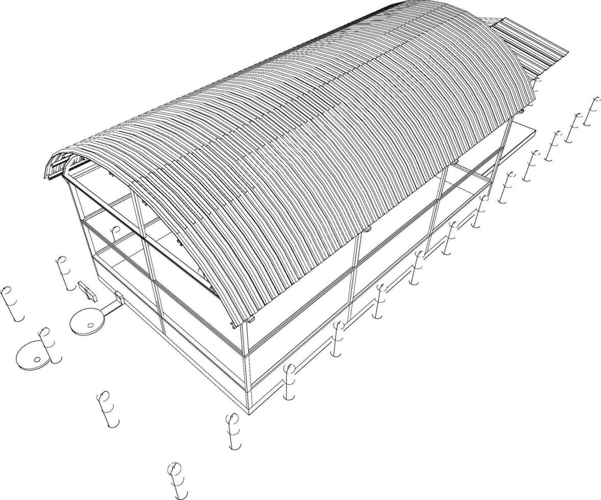 3d ilustración de industrial edificio vector