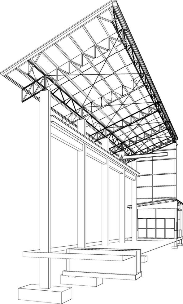 3D illustration of industrial building vector