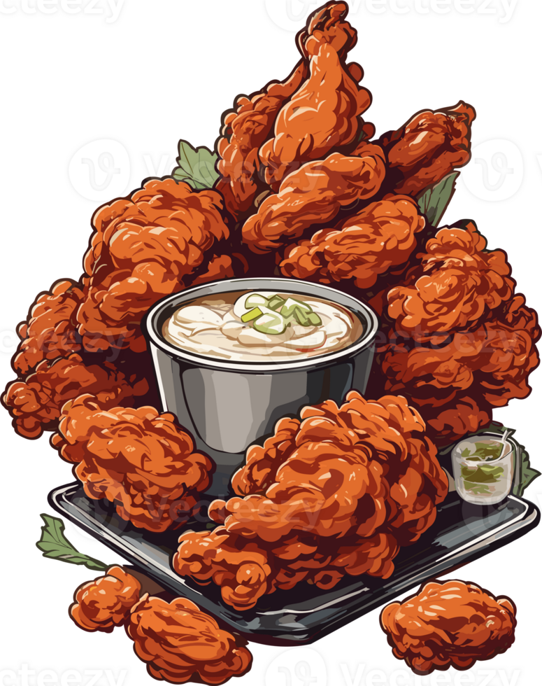 Crispy Satisfaction Celebrating the Joy of Korean Fried Chicken AI Generative png