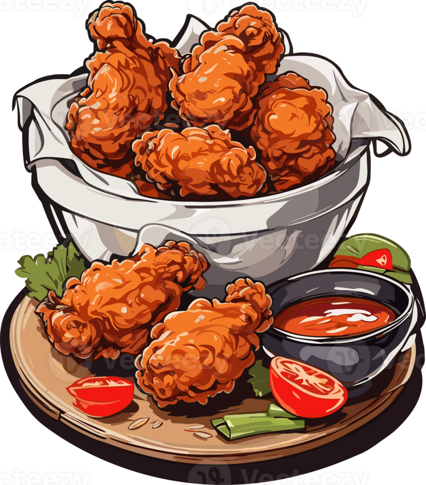 Crispy Satisfaction Celebrating the Joy of Korean Fried Chicken AI Generative png
