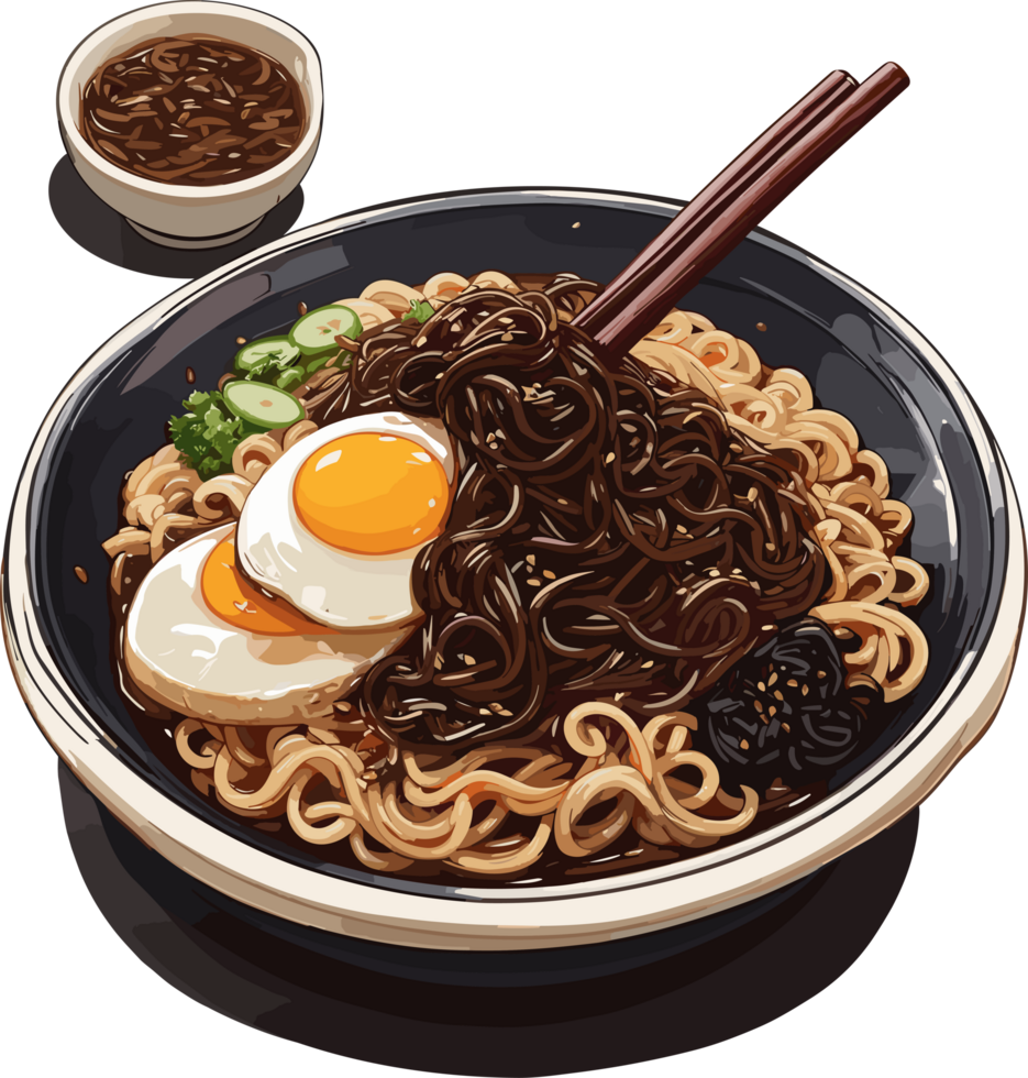 Jajangmyeon Chronicles A Gastronomic Journey with Noodles AI Generative png