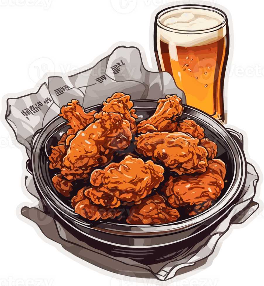 Crispy Satisfaction Celebrating the Joy of Korean Fried Chicken AI Generative png