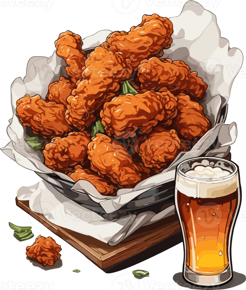 Crispy Satisfaction Celebrating the Joy of Korean Fried Chicken AI Generative png
