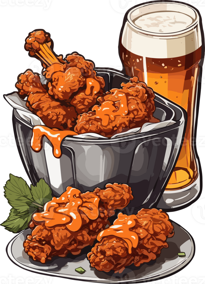 Crispy Satisfaction Celebrating the Joy of Korean Fried Chicken AI Generative png