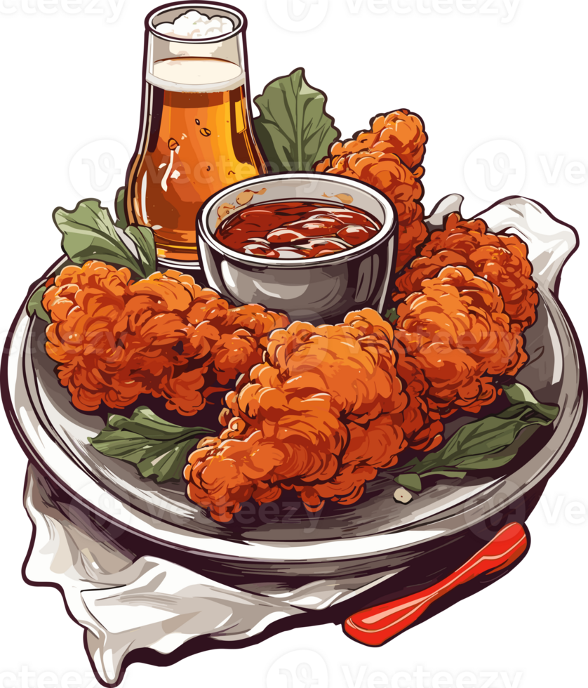 Crispy Satisfaction Celebrating the Joy of Korean Fried Chicken AI Generative png