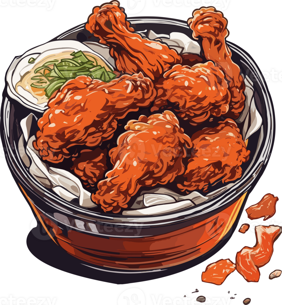 Crispy Satisfaction Celebrating the Joy of Korean Fried Chicken AI Generative png