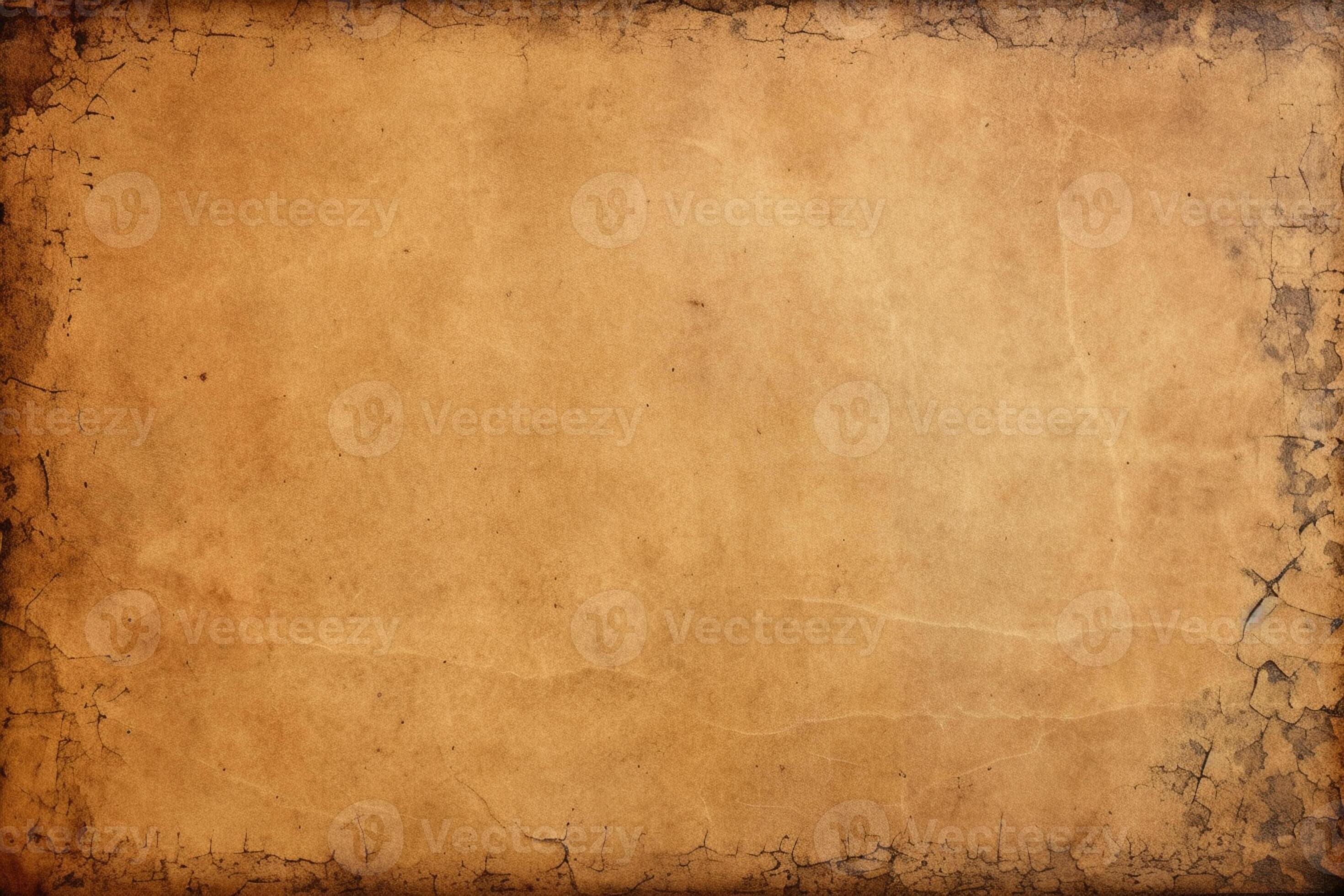 Antique parchment texture displaying aged paper with dark borders. AI