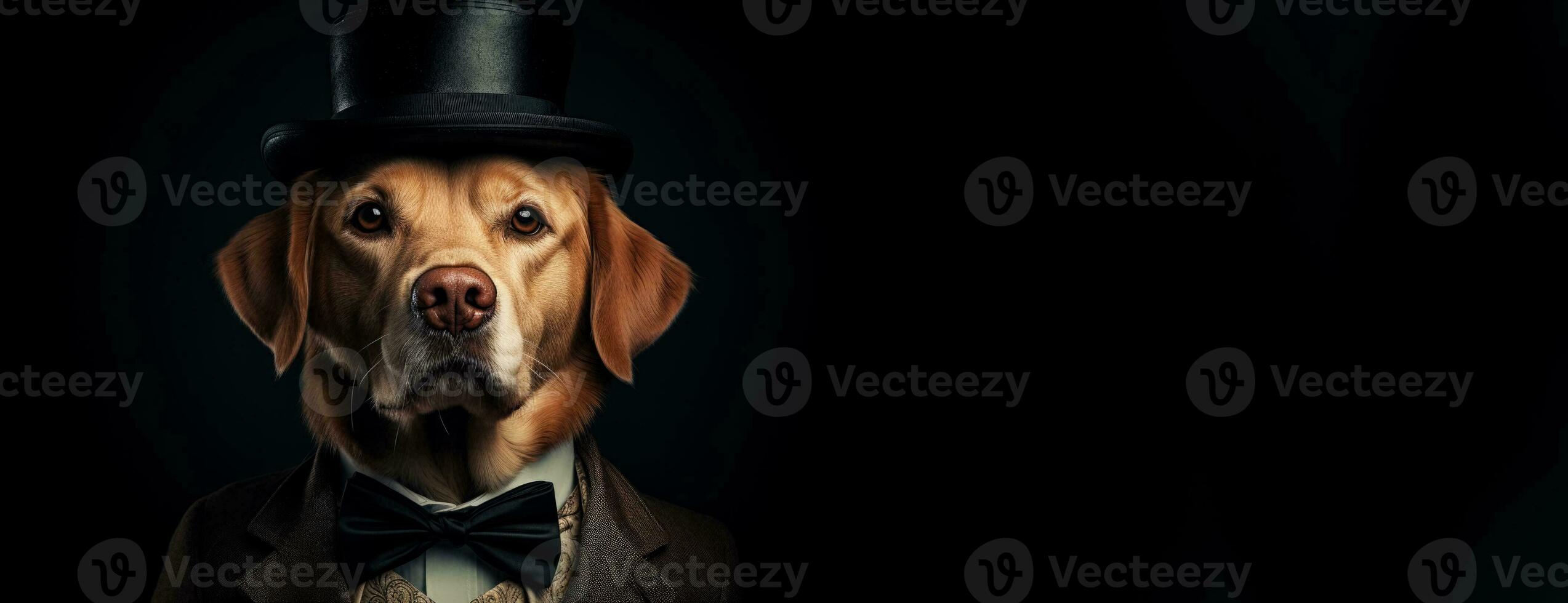 Labrador in man costume like a gentleman isolated on pastel background photo