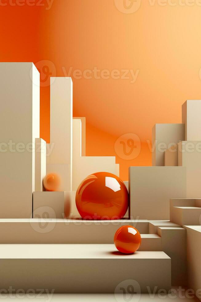 Futuristic models in geometric minimalism background with empty space for text photo