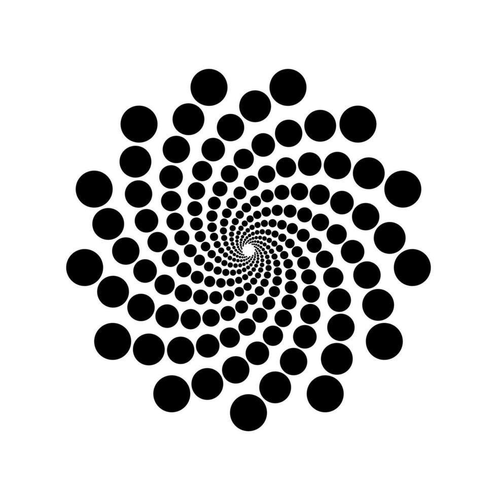 Swirl shape dotted gradient circle fading using size. Abstract business logo element vector