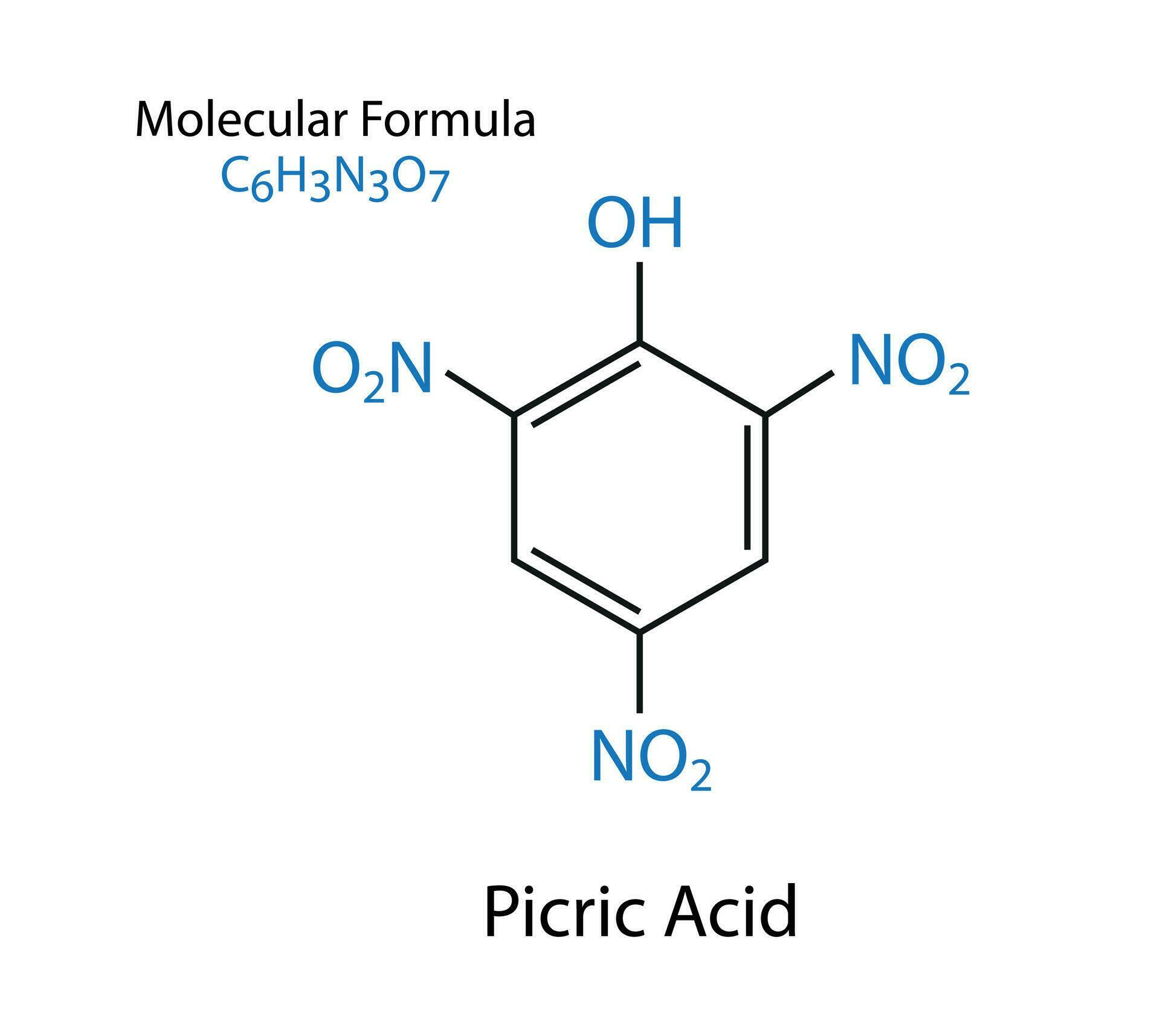 Picric Acid Molecule skeletal formula vector illustration. 28714483