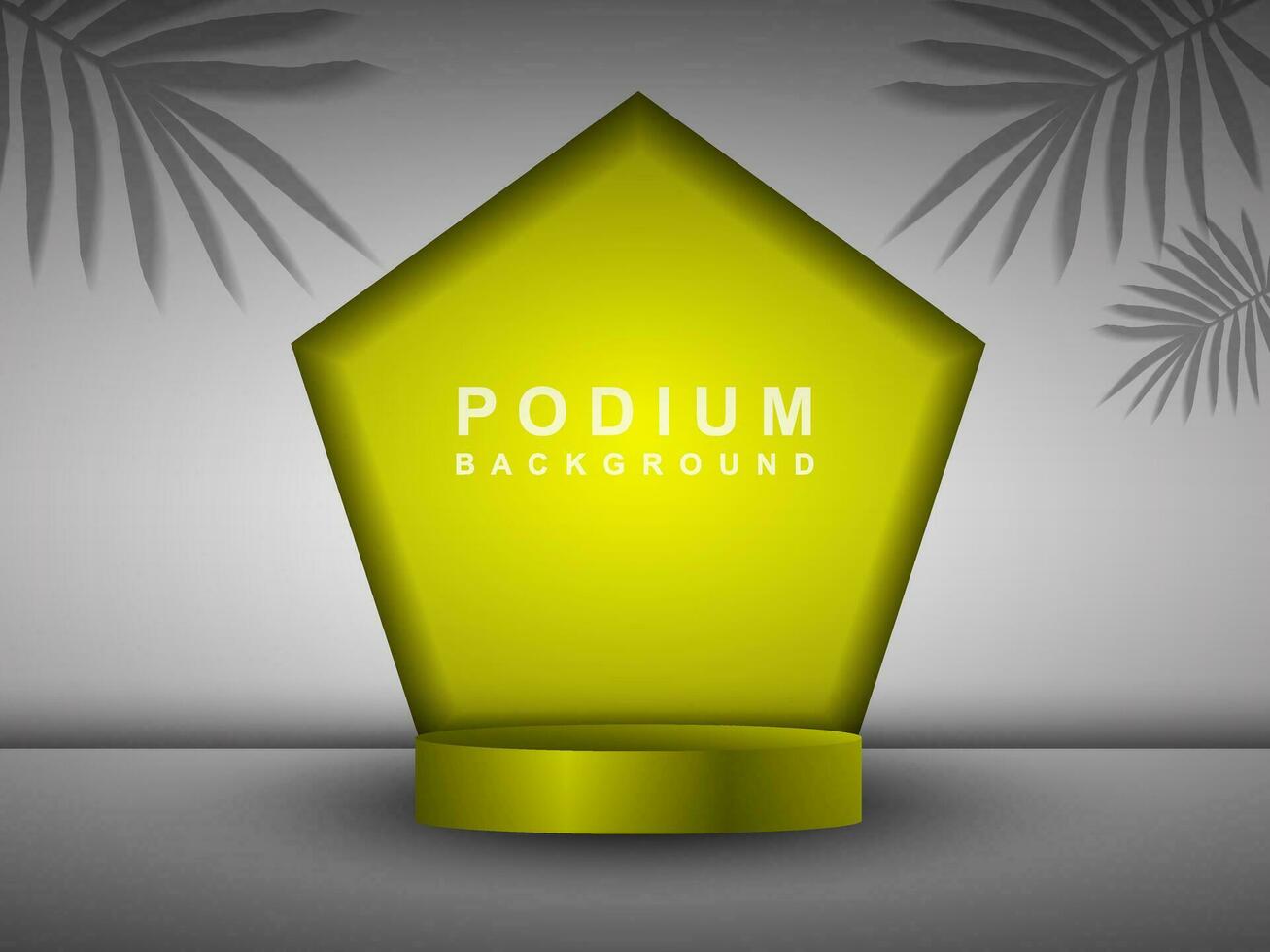 Cylindrical pedestal podium. Background with shadow of coconut leaves. Abstract vector rendering 3d shape product display presentation.