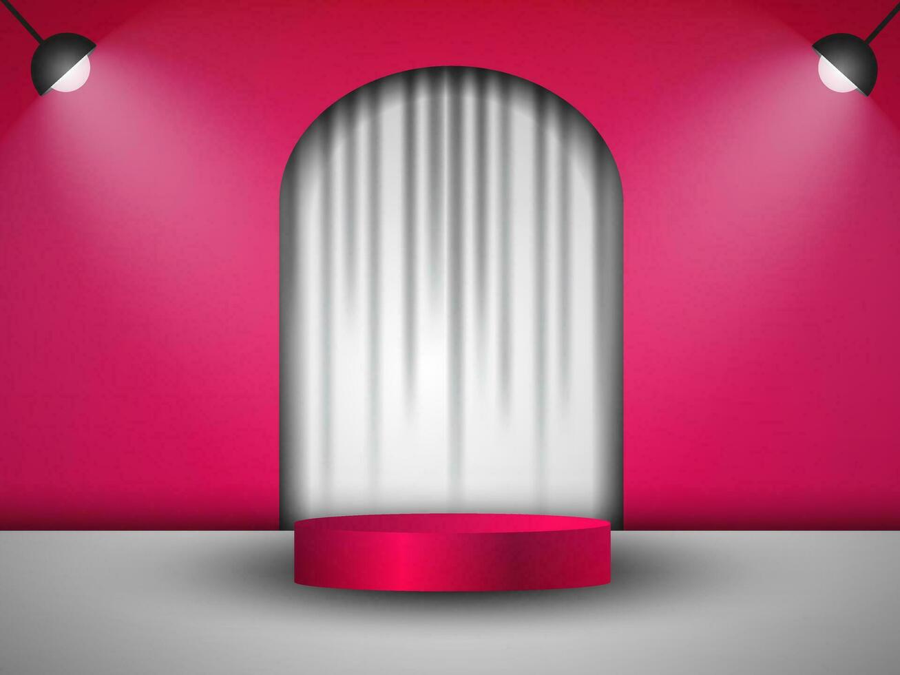 Cylindrical podium scene background. Product presentation, mock up, cosmetic product exhibition, podium, stage or platform. Vector illustration