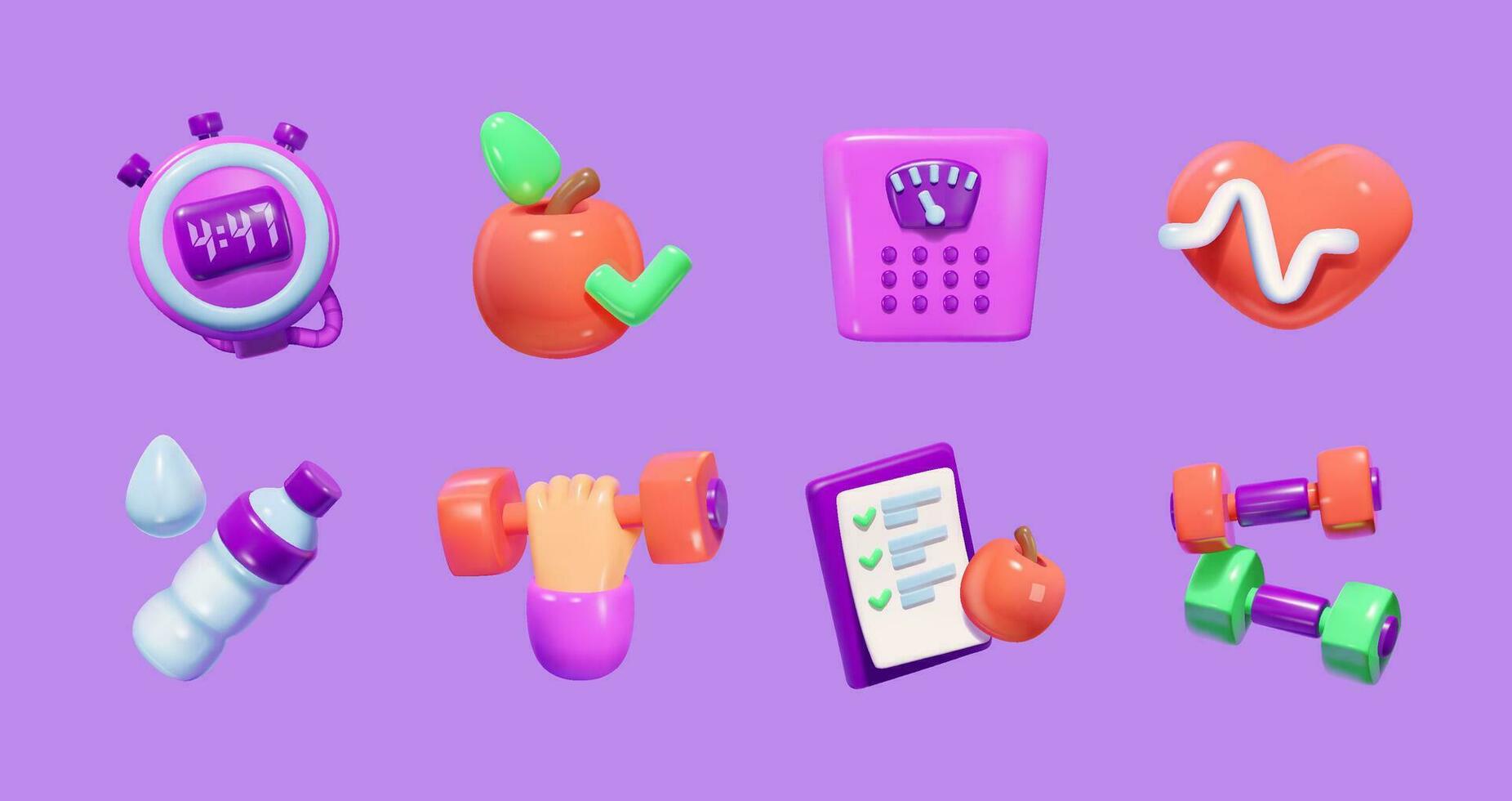 3d icon vector health, gym and fitness concept.