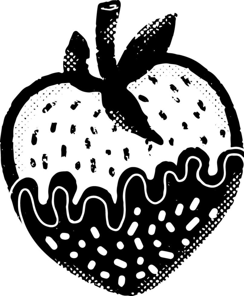 a black and white drawing of a strawberry vector