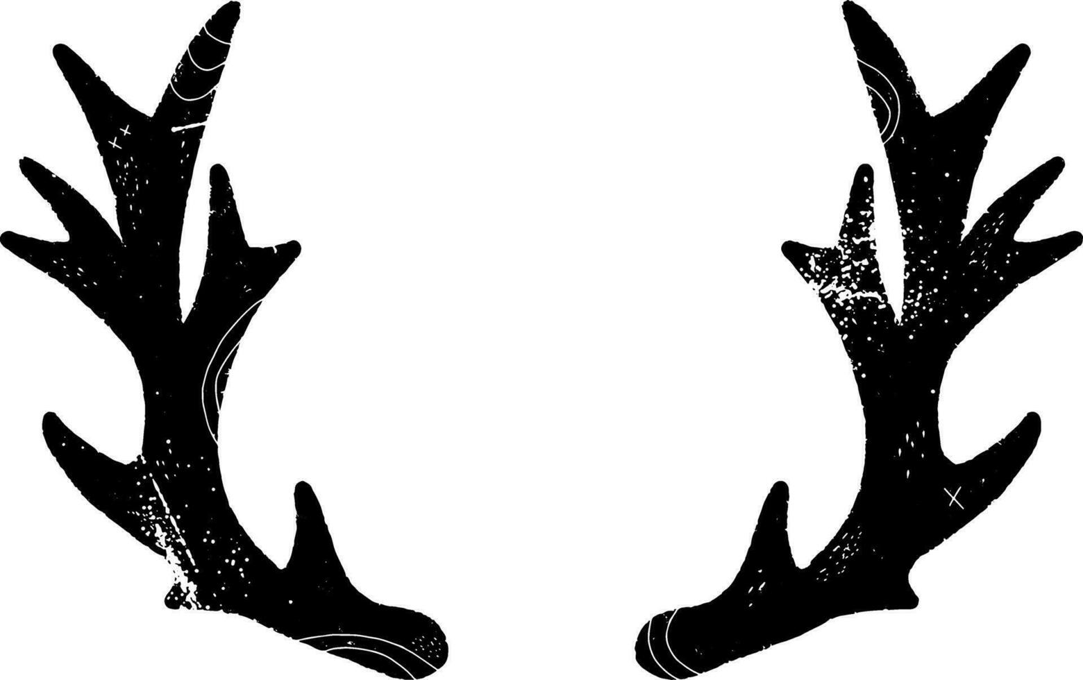 two deer antlers with black and white spots vector