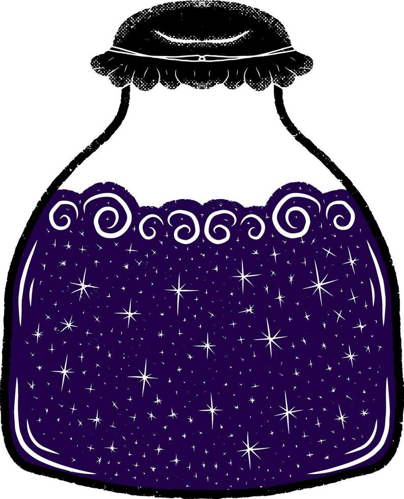 a purple potion jar with stars on it vector