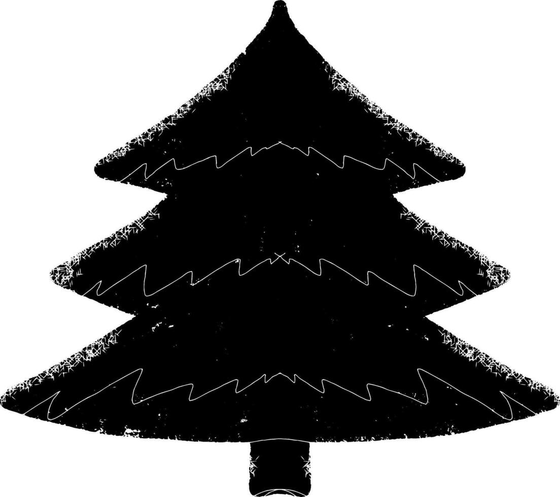 un negro y blanco dibujo de un Navidad árbol vector