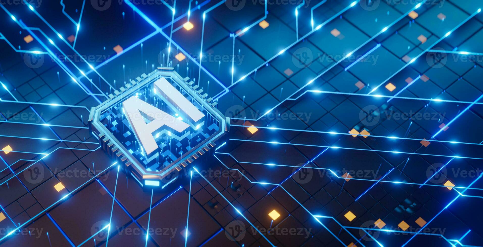 artificial intelligence Chip on circuit board left photo