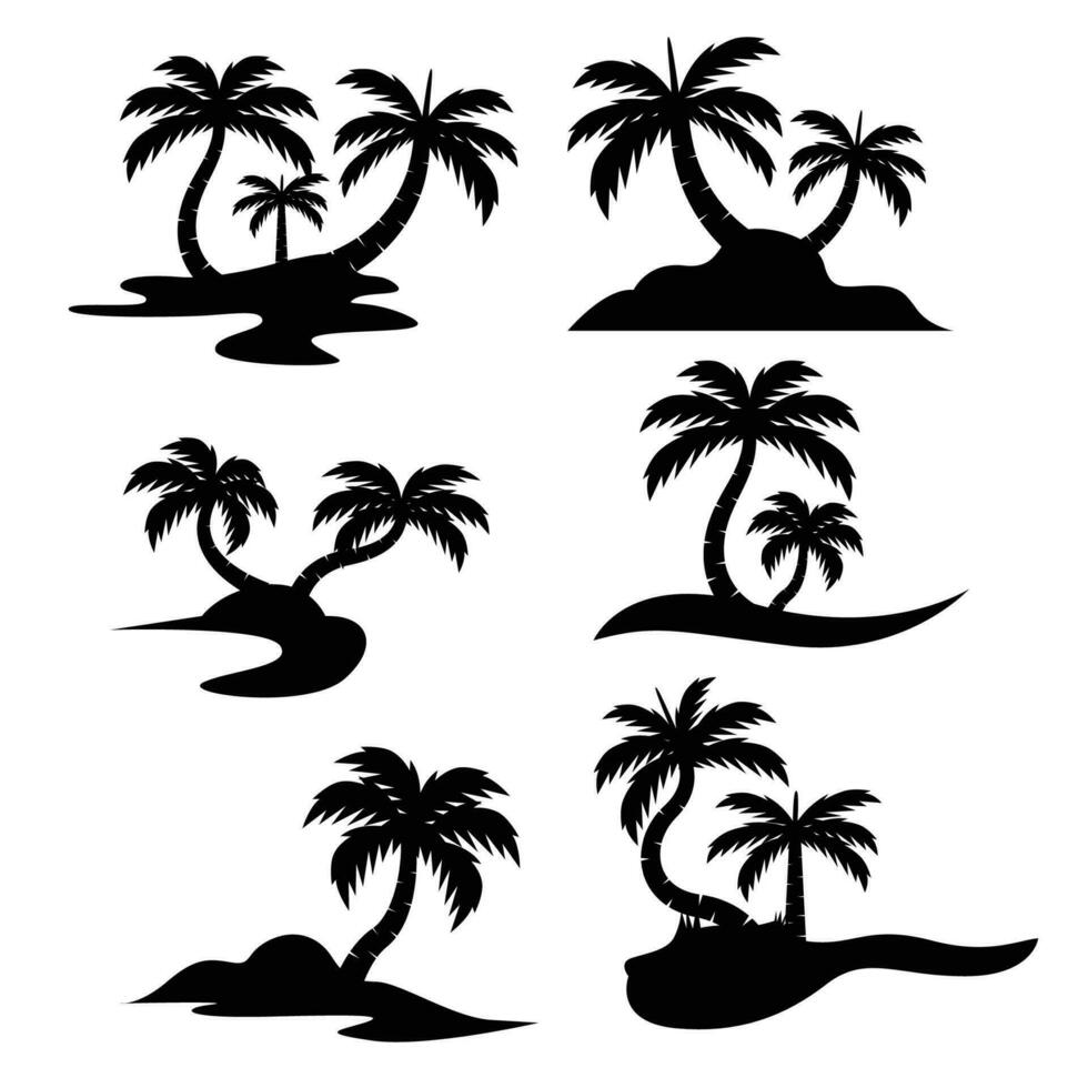 silhouette of palm tree vector set 02