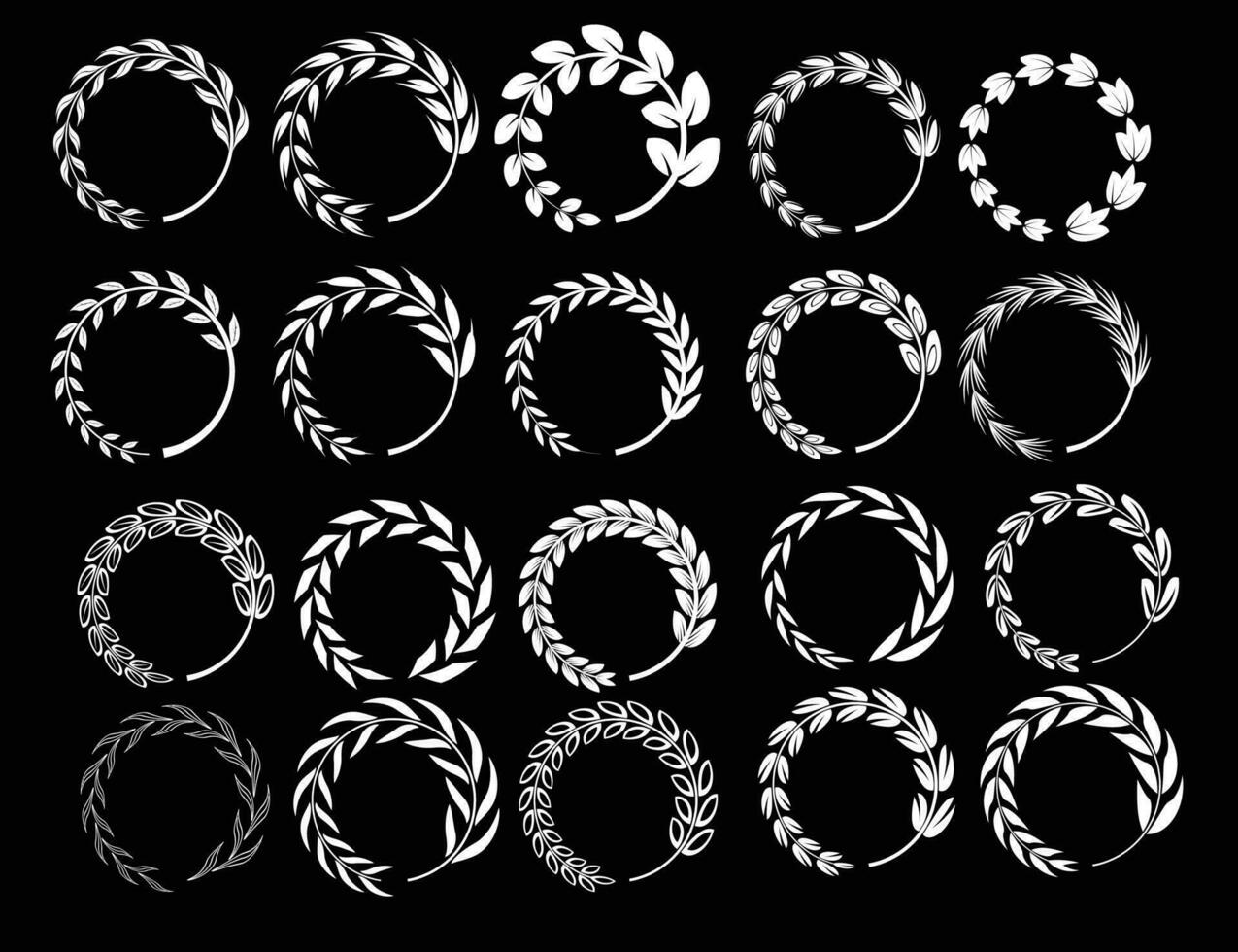 circle Laurel Wreath Vector template bundle set
