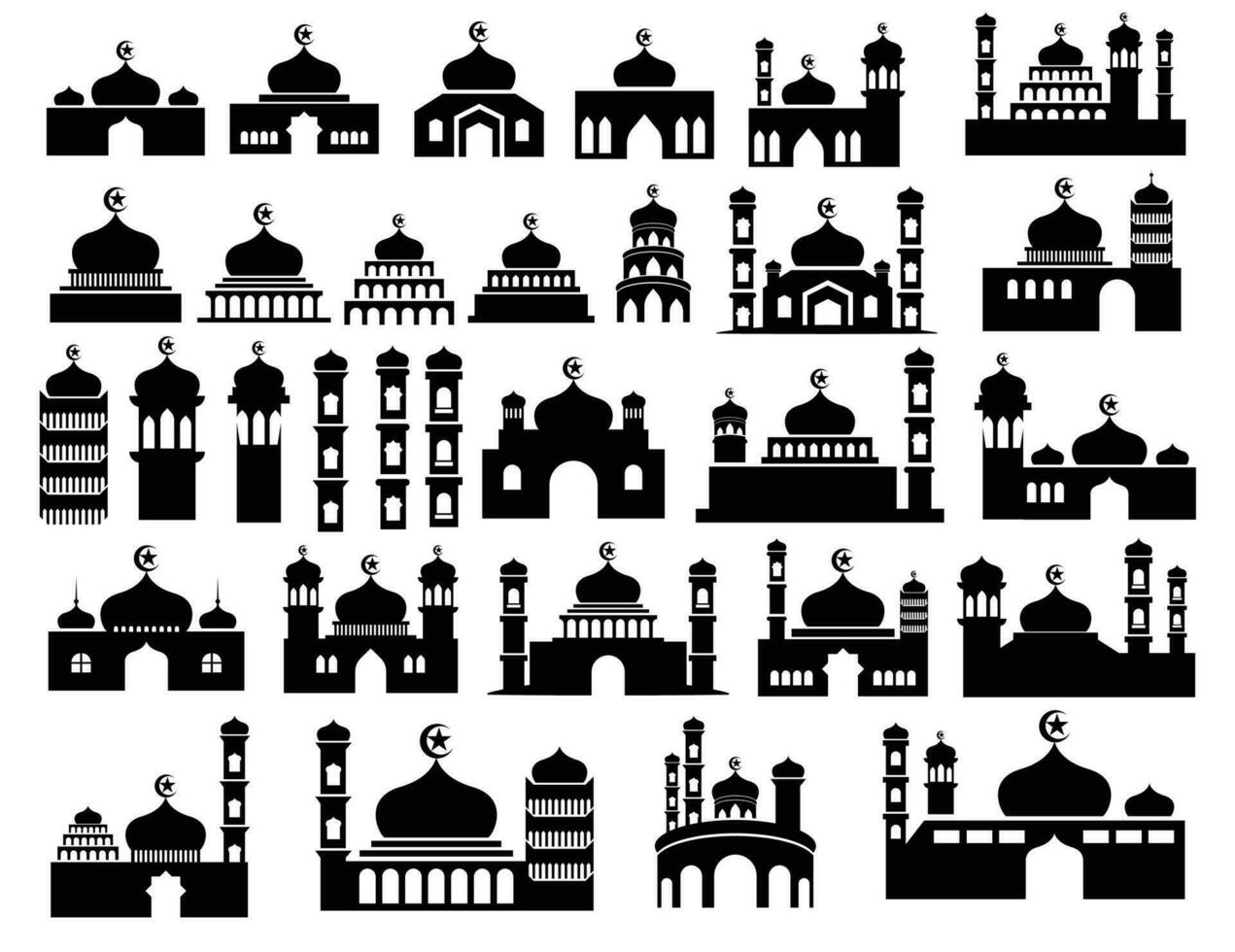 mosque vector icon bundle set
