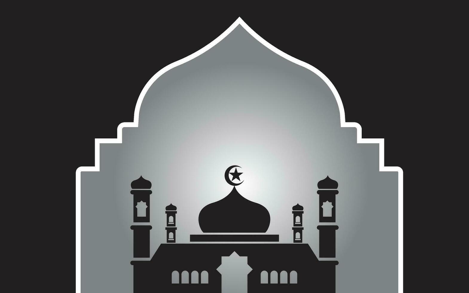 simple mosque silhouette background template vector