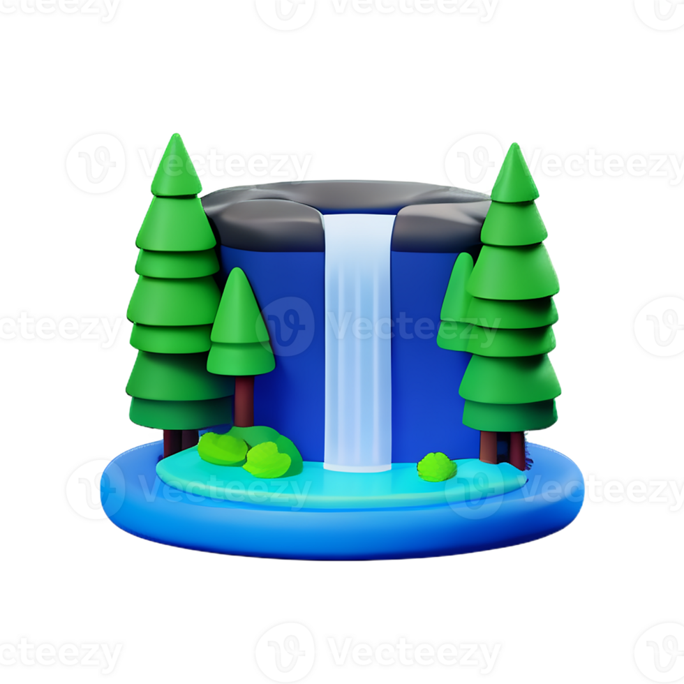 cascada 3d representación icono ilustración png