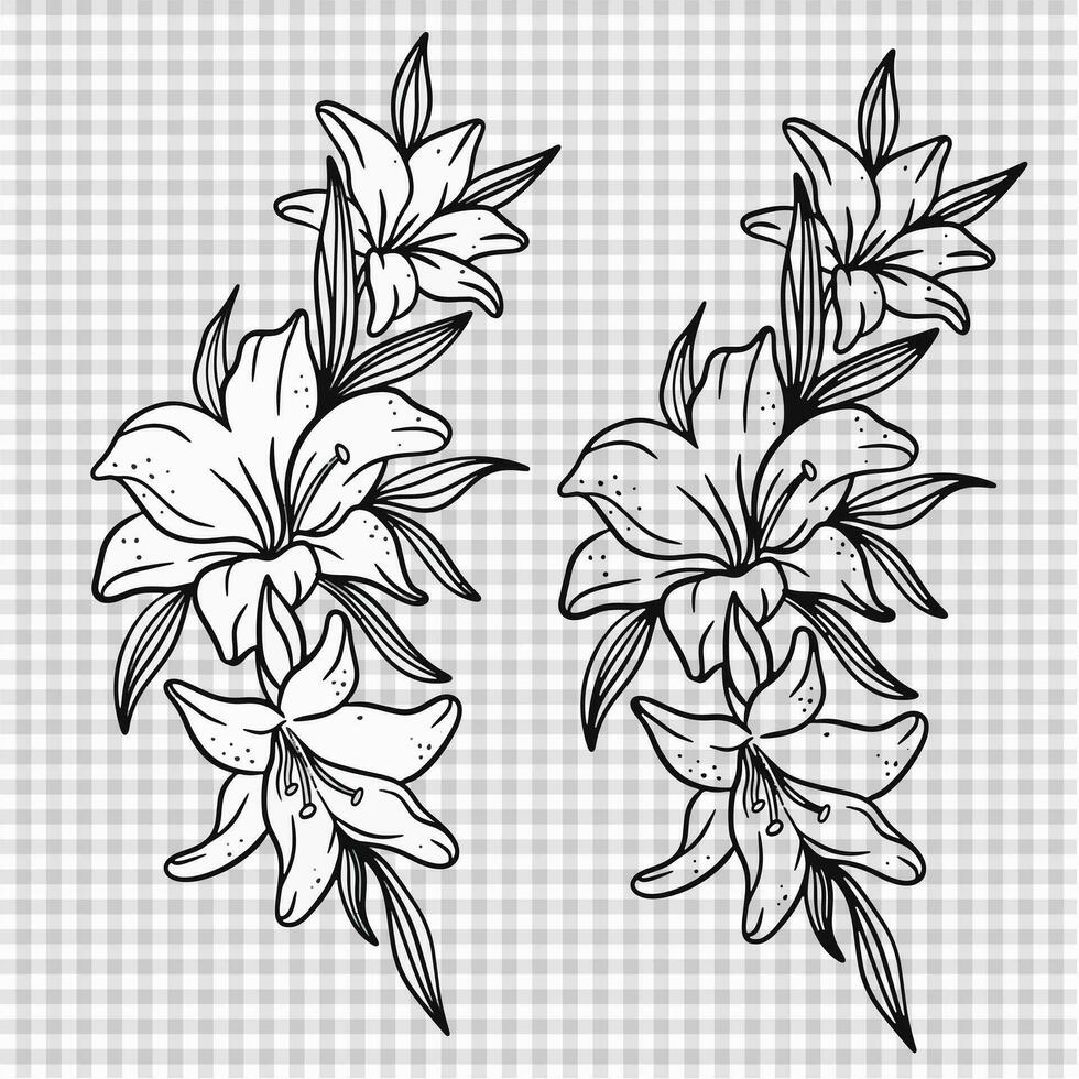 flowers line design for templates vector