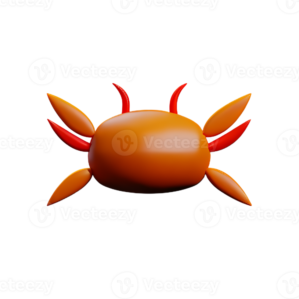 crab 3d rendering icon illustration png
