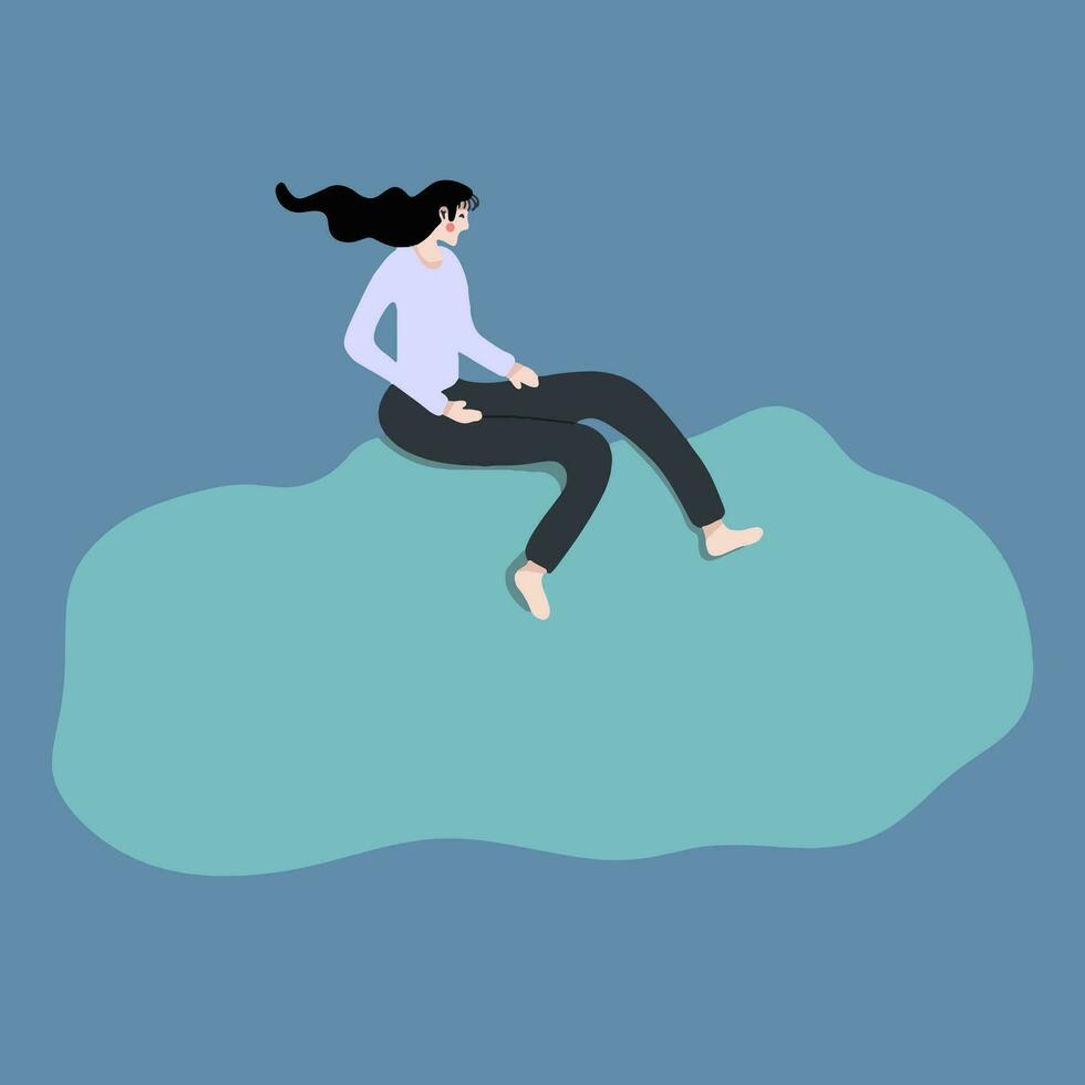woman sitting on a cloud vector