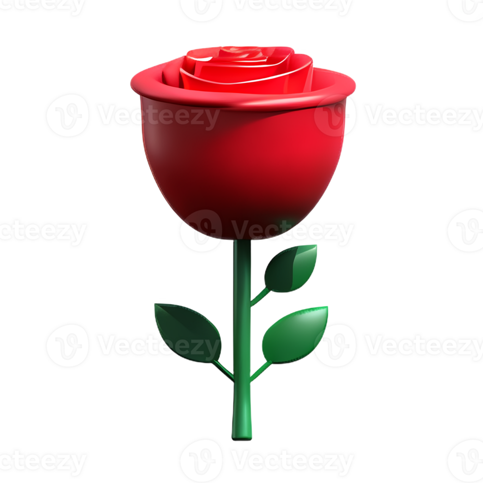 red rose 3d rendering icon illustration png