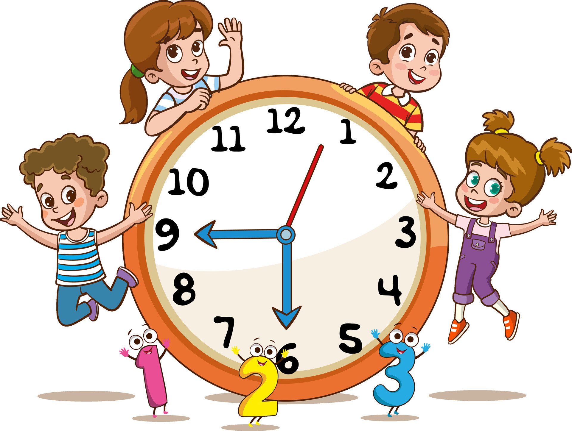 Teaching The Concept Of Time Cute Children Clock Template Illustration teaching-the-concept-of-time-cute-children-clock-template-illustration