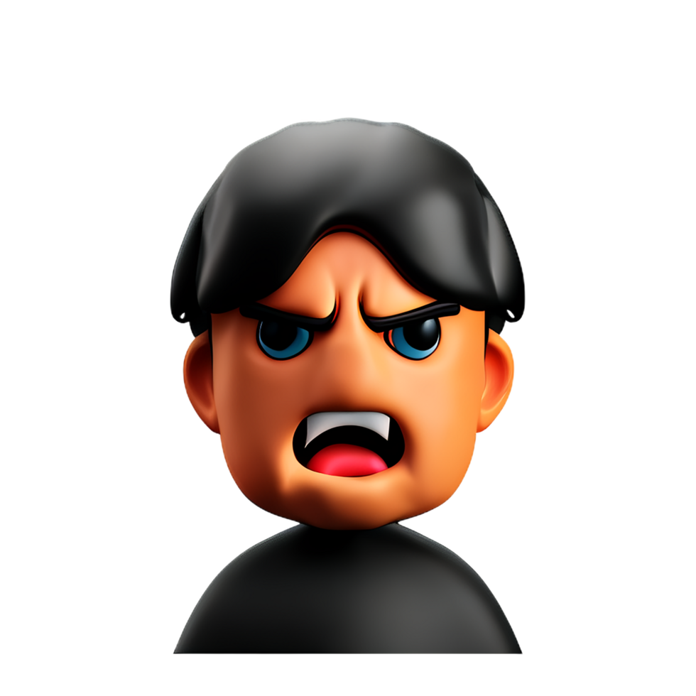 angry face 3d rendering icon illustration png