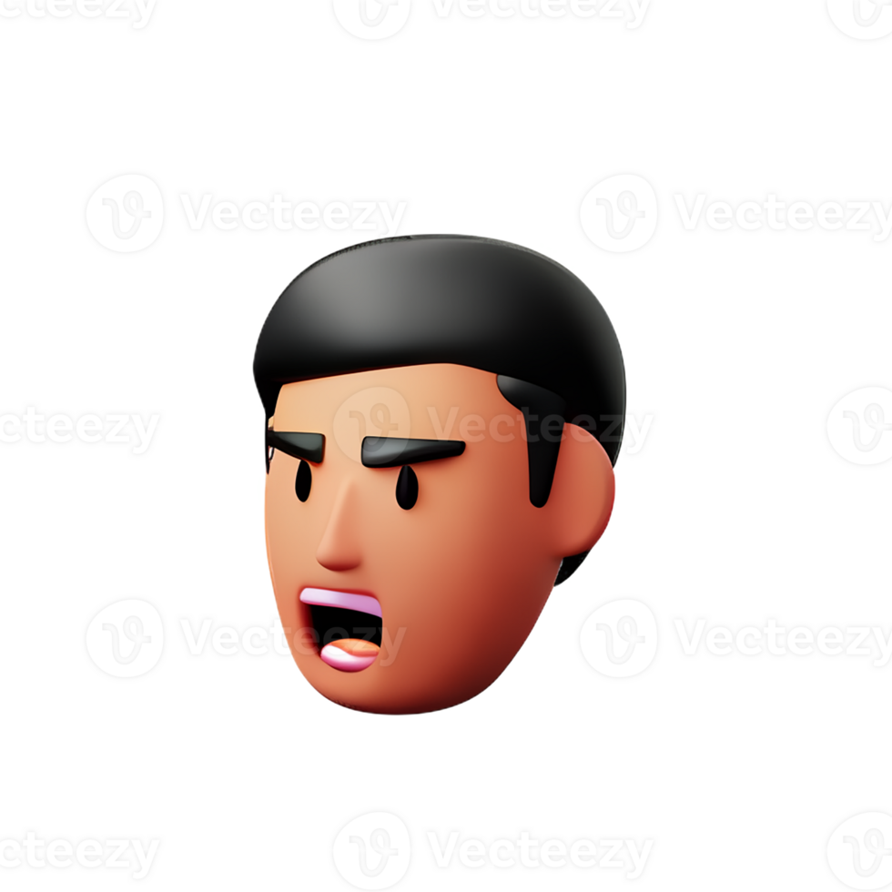 stress face 3d rendering icon illustration png