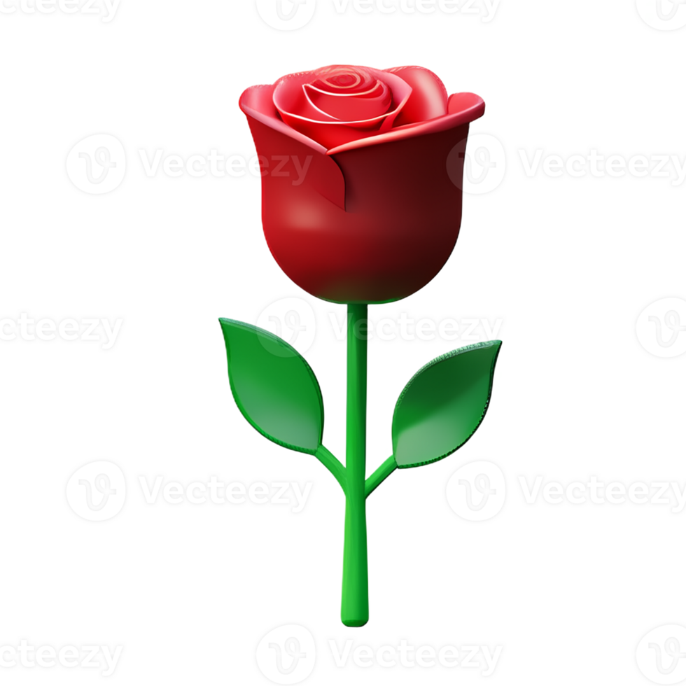 red rose 3d rendering icon illustration png