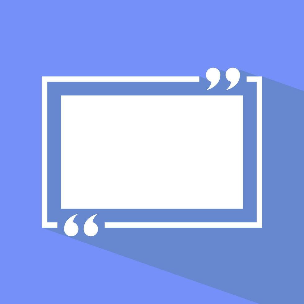 Text quote sign in flat style. Blank square frame icon vector