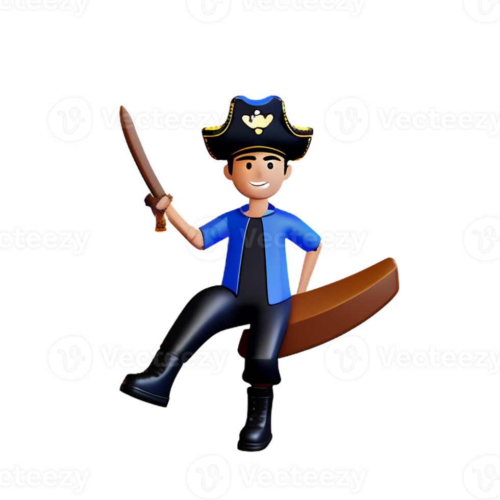 Pirate 3d rendering icon illustration png