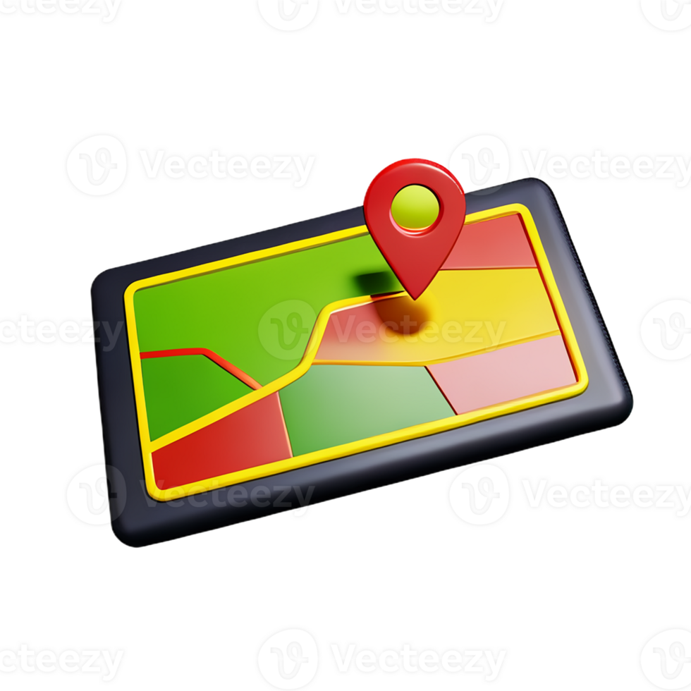 map 3d rendering icon illustration png