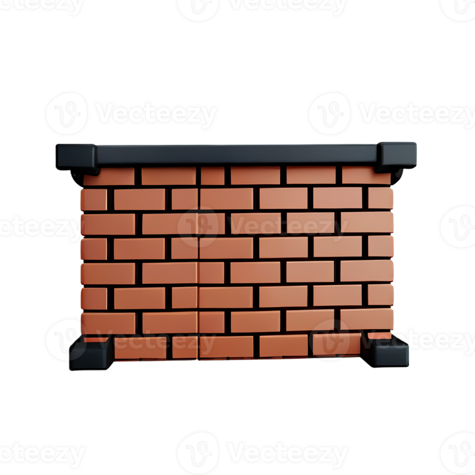 brick wall 3d rendering icon illustration png