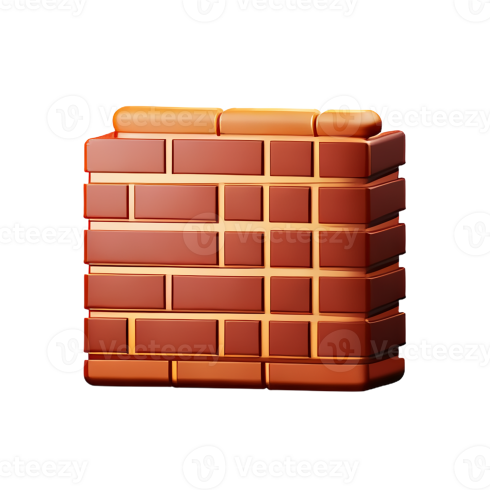 brick wall 3d rendering icon illustration png