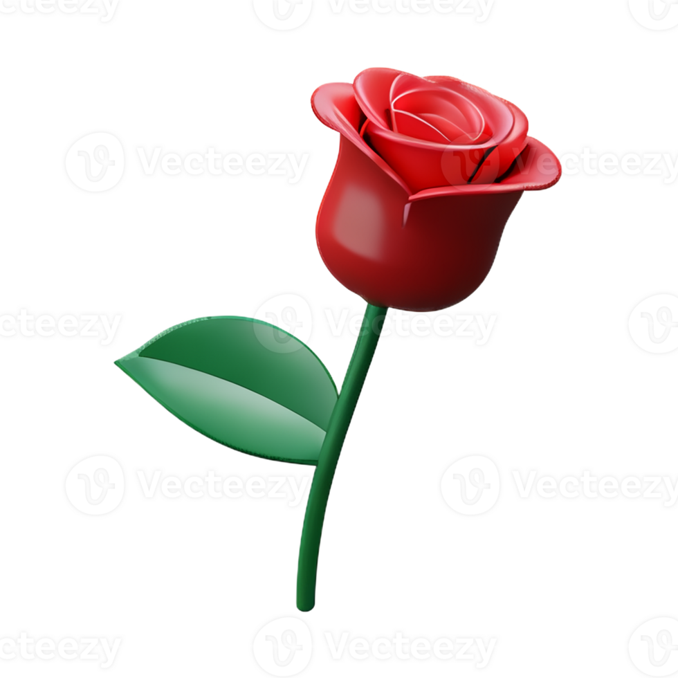 red rose 3d rendering icon illustration png