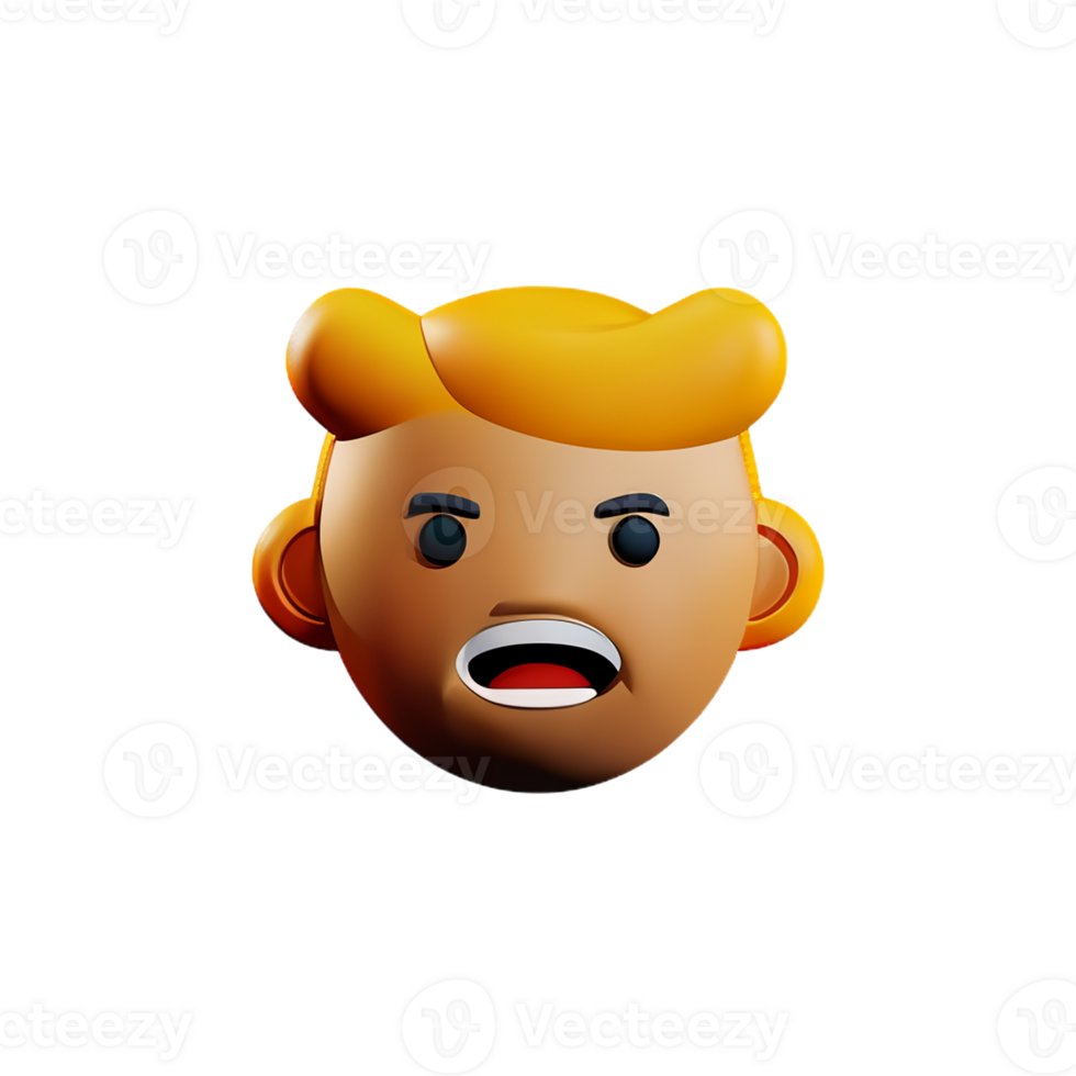 stress face 3d rendering icon illustration png