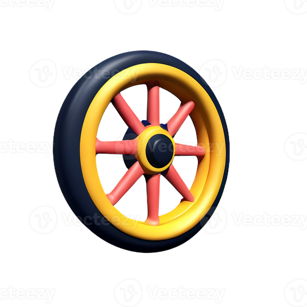 wheel 3d rendering icon illustration png