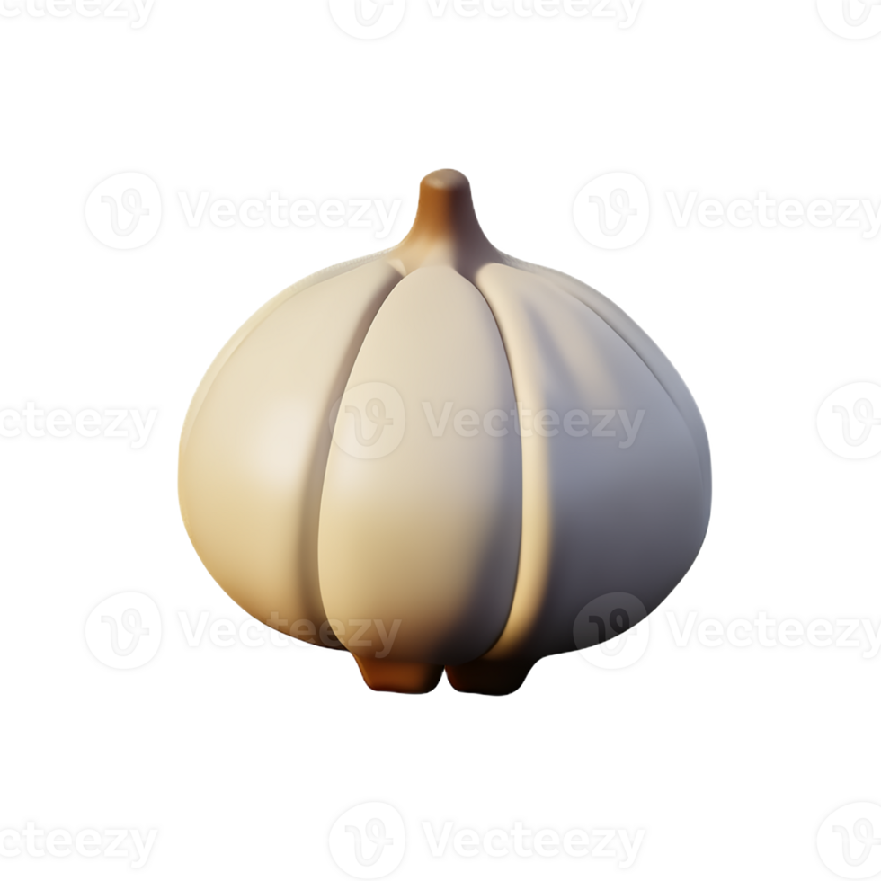 garlic 3d rendering icon illustration png