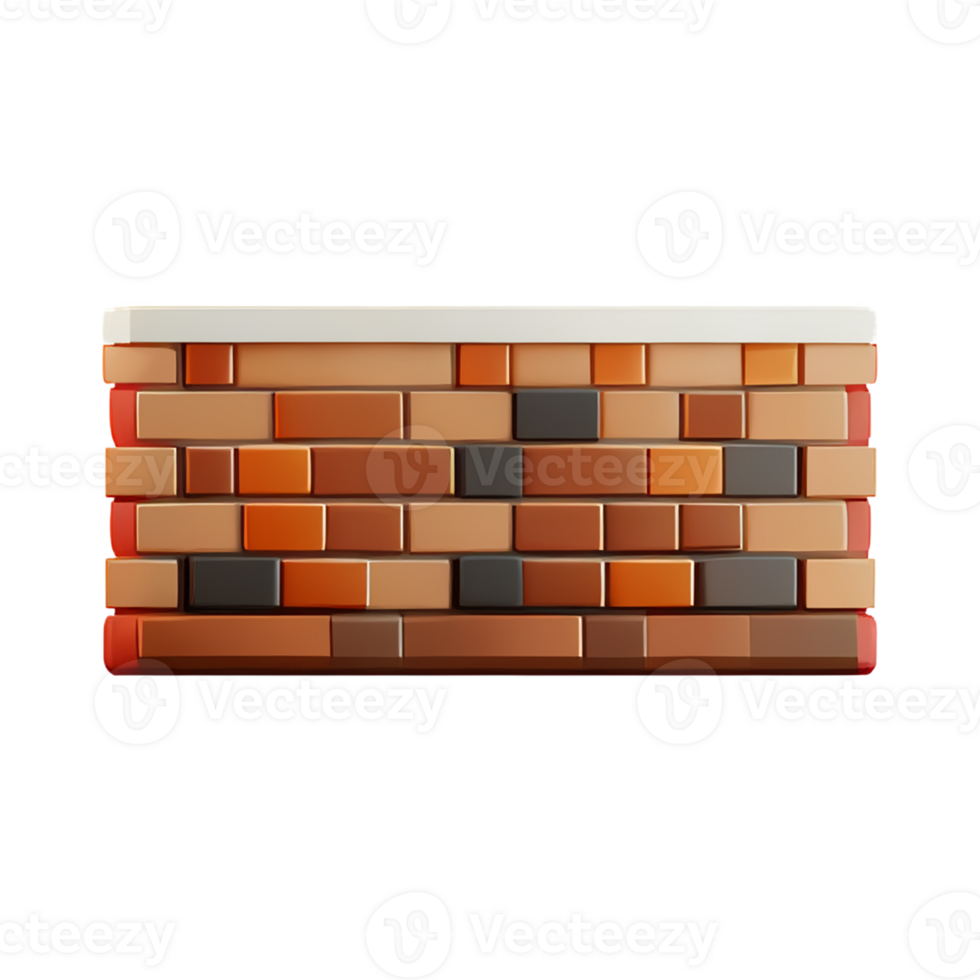brick wall 3d rendering icon illustration png