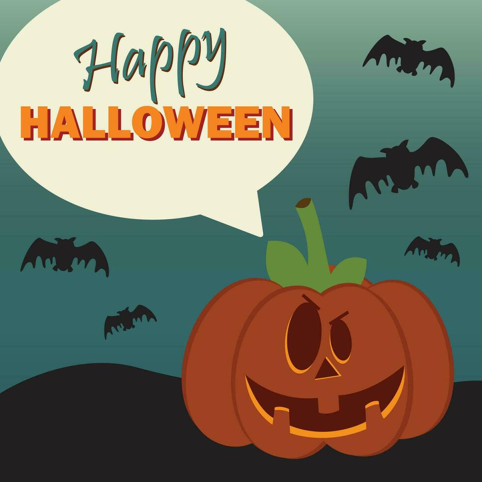Halloween poster. Flat vector illustration