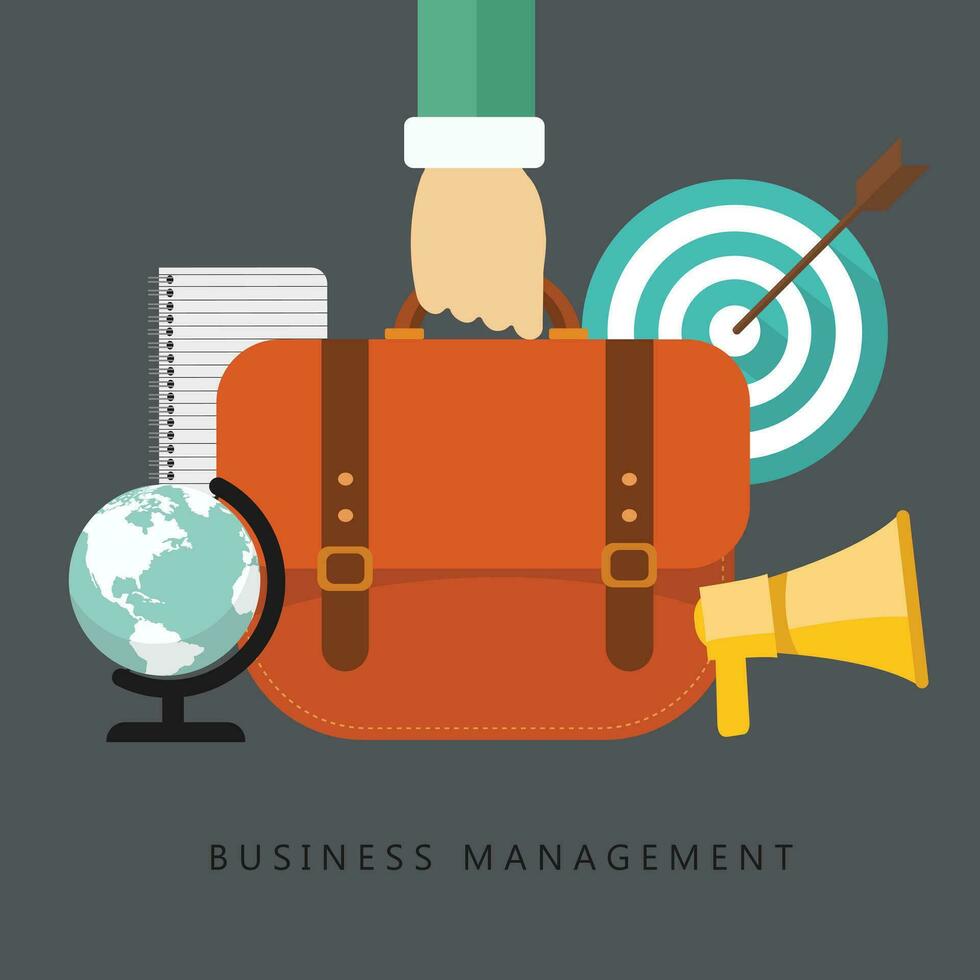 Flat business management background. Vector illustration.