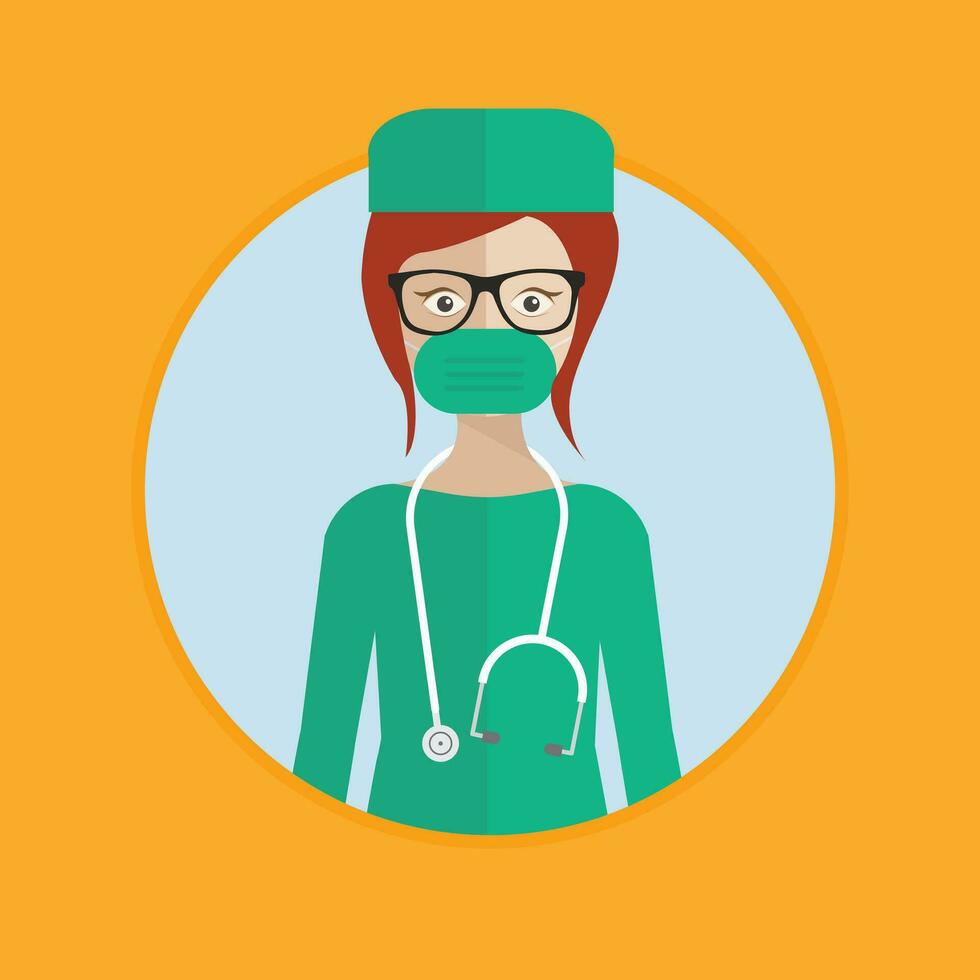 Flat icon of medical nurse. Flat vector design.