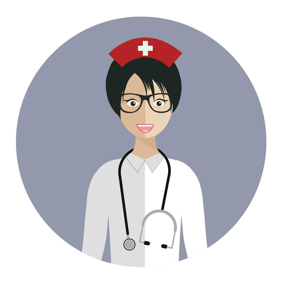 Flat icon of medical nurse. Flat vector design.